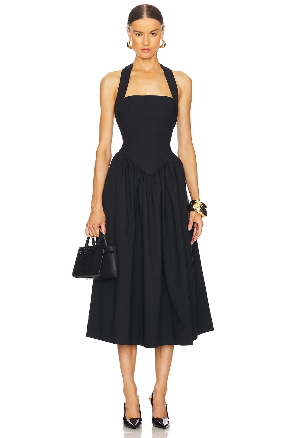 Faille Halter Midi Dress