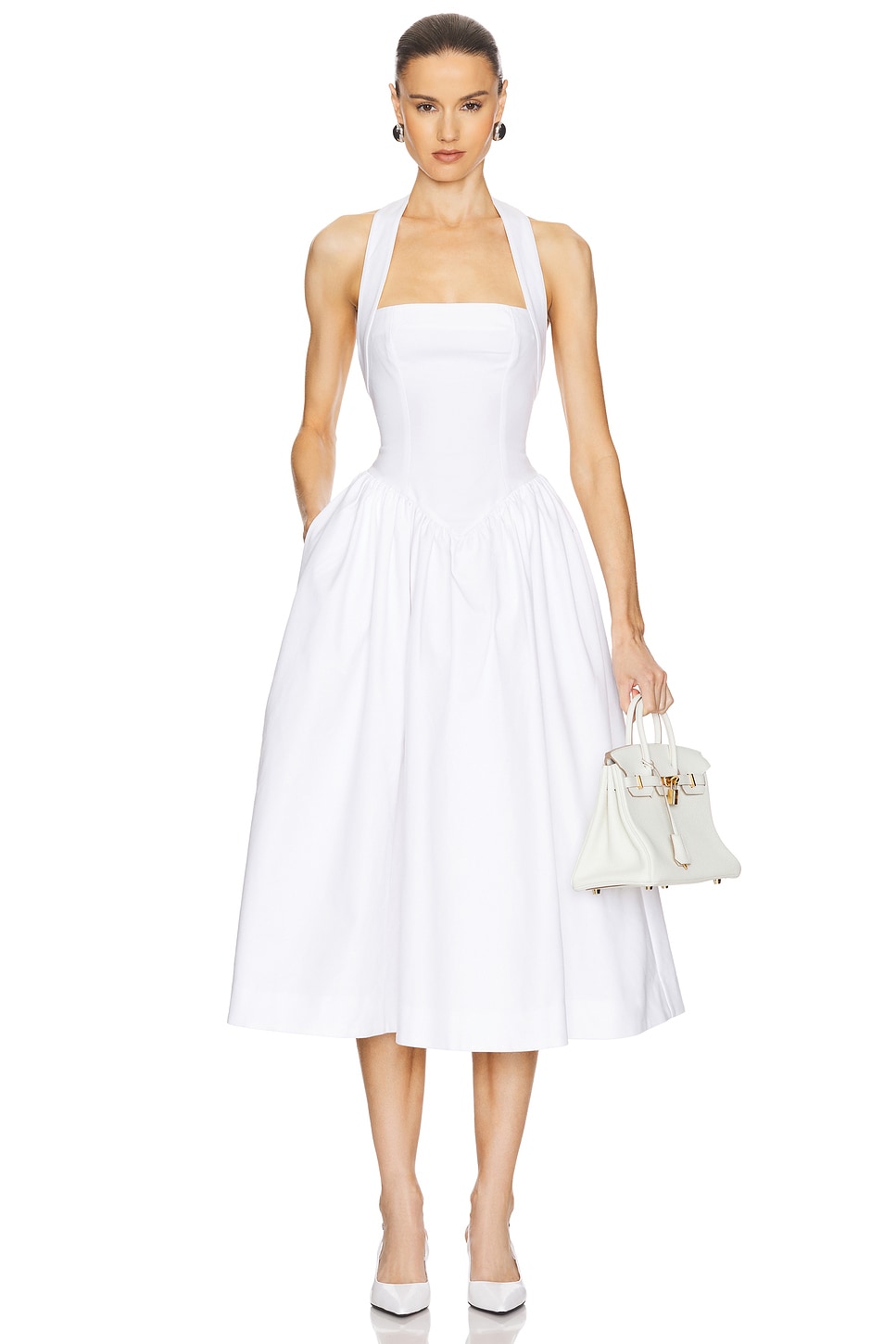 Faille Halter Midi Dress