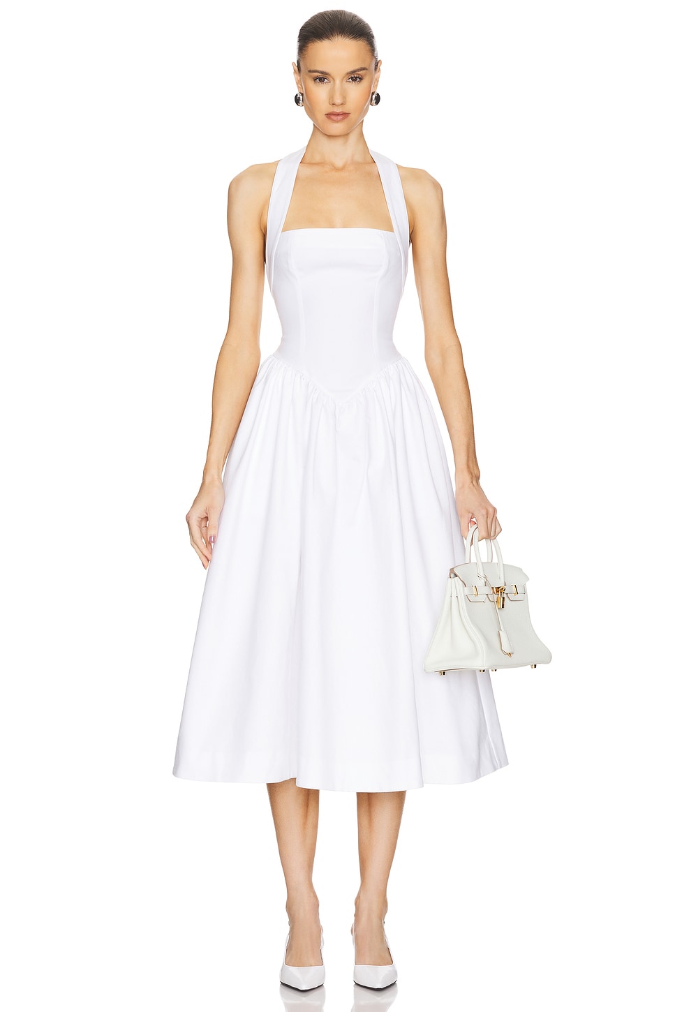 Faille Halter Midi Dress