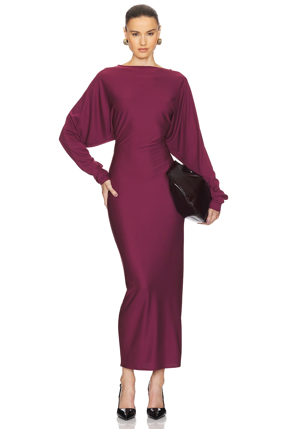 Helsa Matte Jersey Open Back Dress