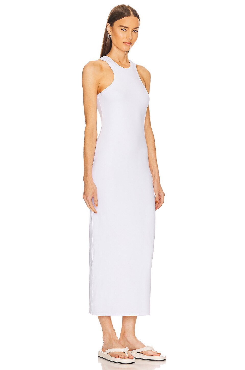 Helsa Jersey Double Halter Long Dress in White