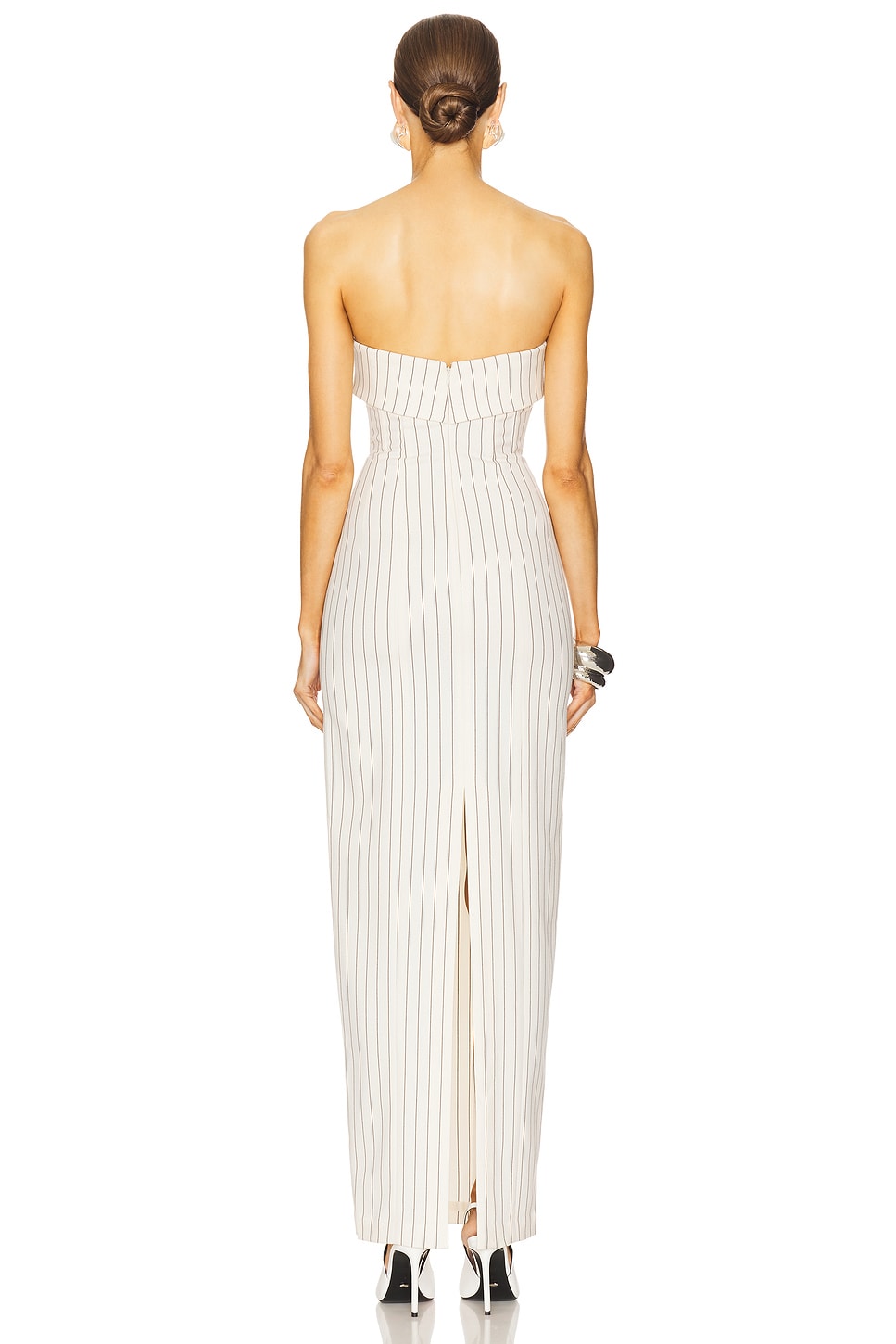 Helsa Pinstripe Long Strapless Dress