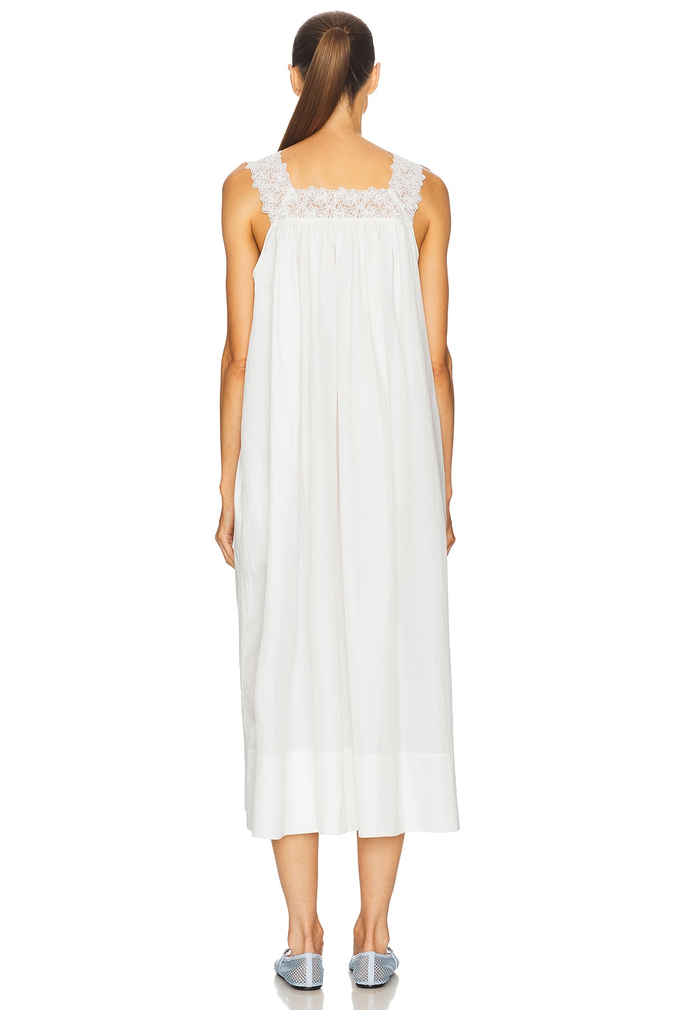 Helsa Midi Dress With Lace in Tech Poplin thumbnail