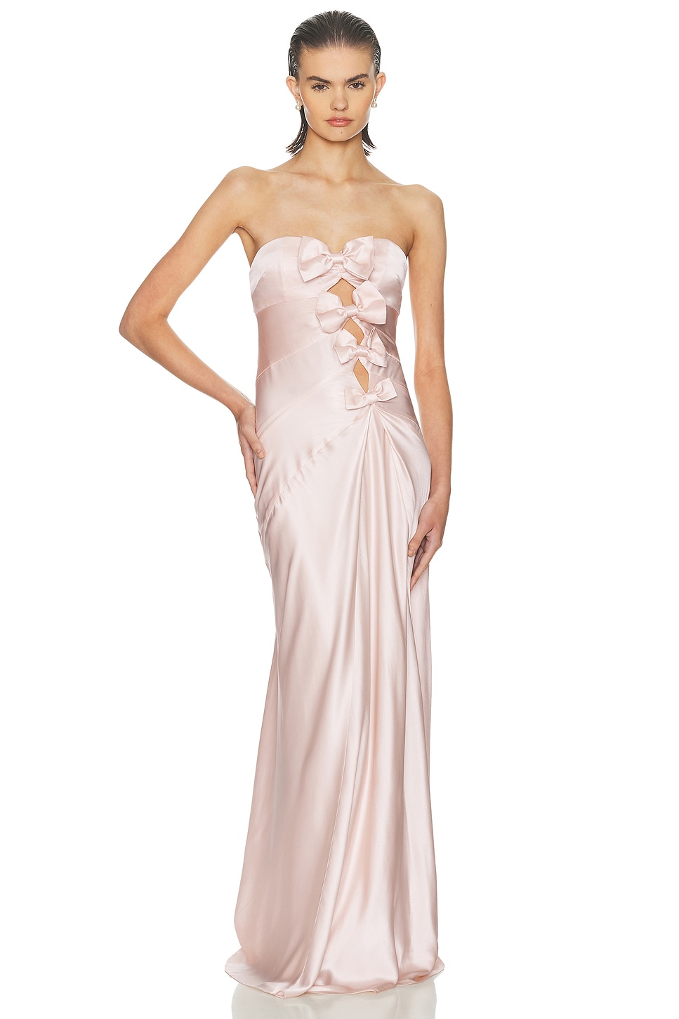 sachin and babi light blue dress STRAPLESS CHIFFON RUFFLE A-LINE DRESS CDA1341