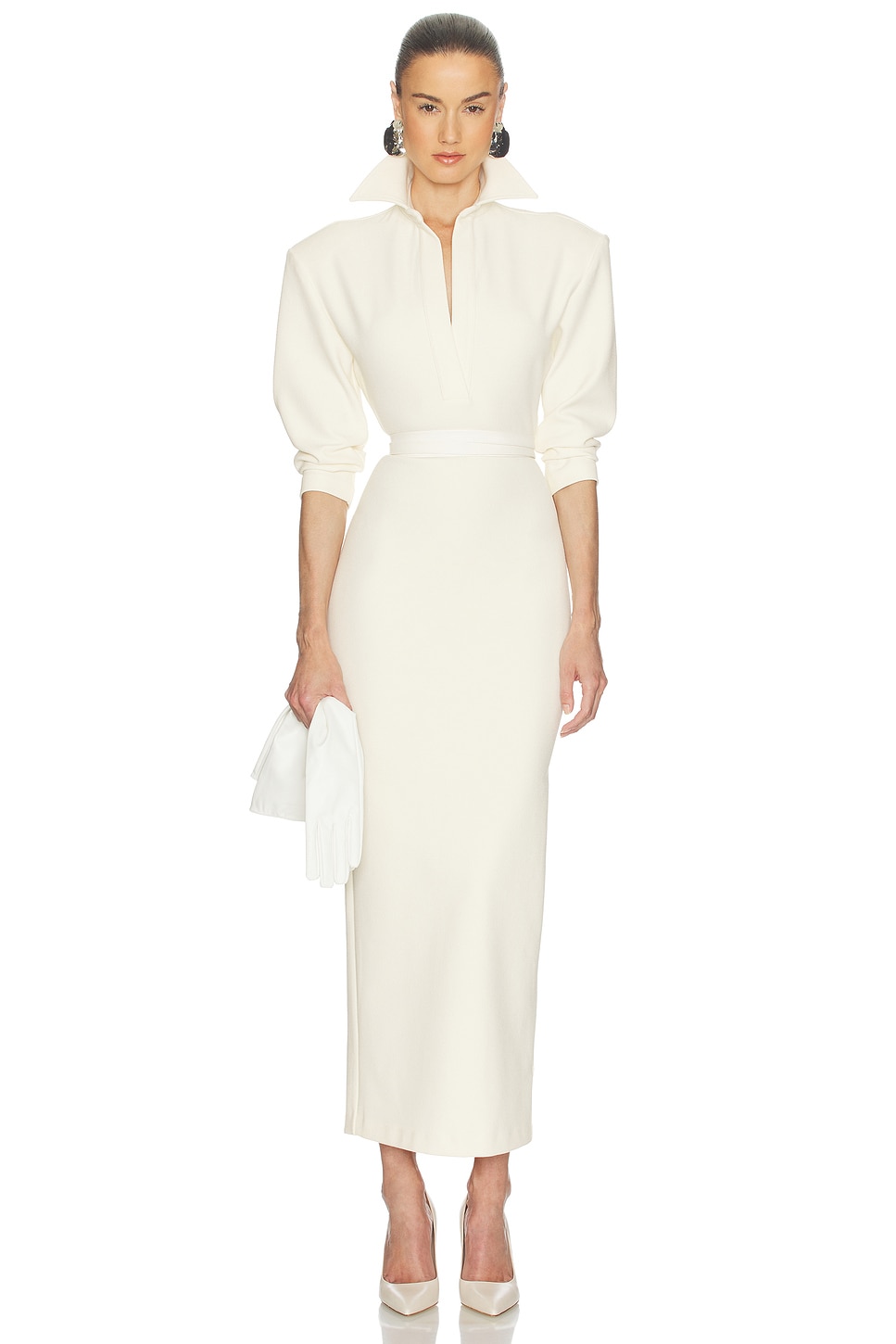 Helsa The Margaux Polo Dress in Thick Crepe in Ivory | REVOLVE