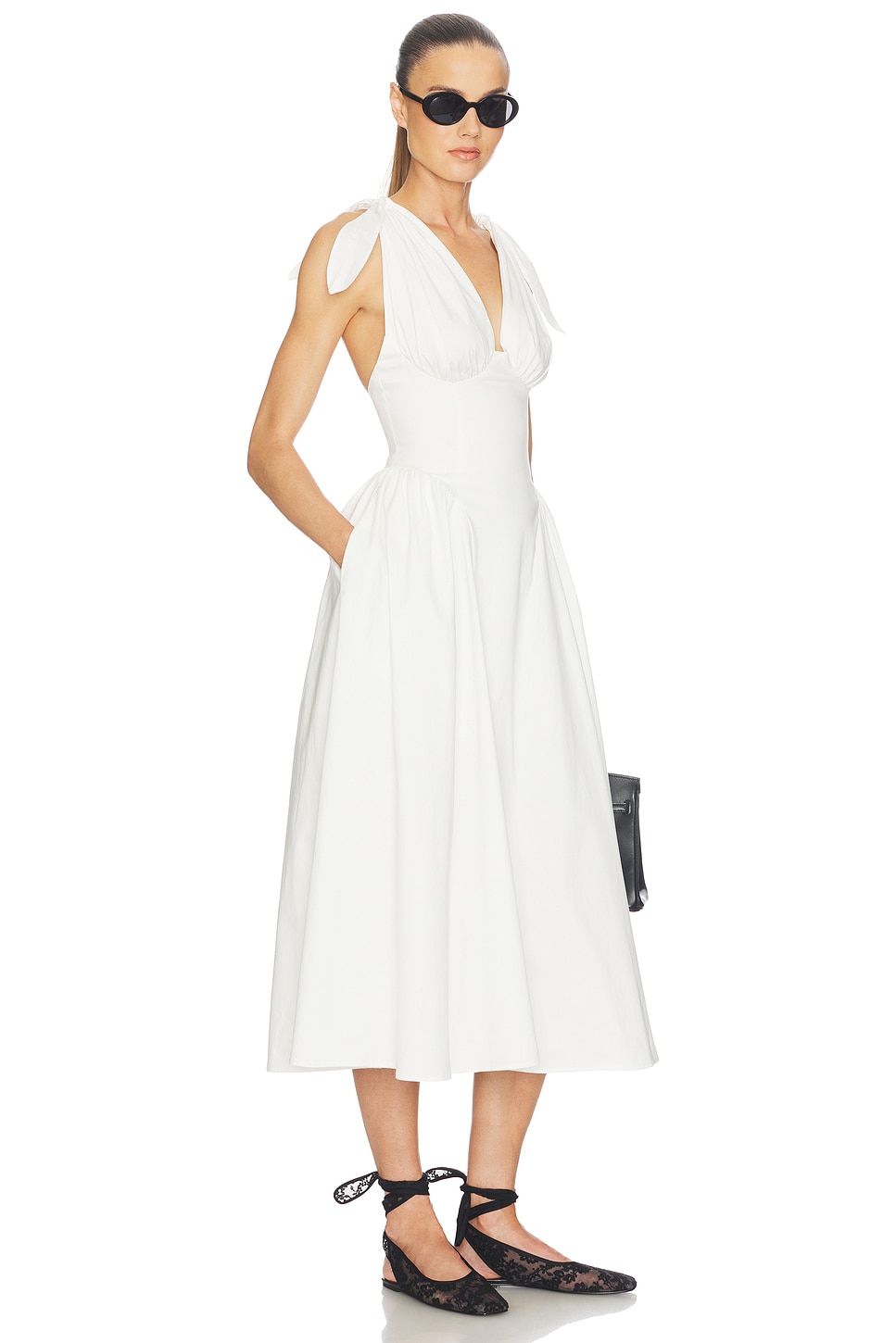 helsa stretch cotton sateen midi dress Midi dress in stretch cotton sateen  Out on @fwrd and @revolve
