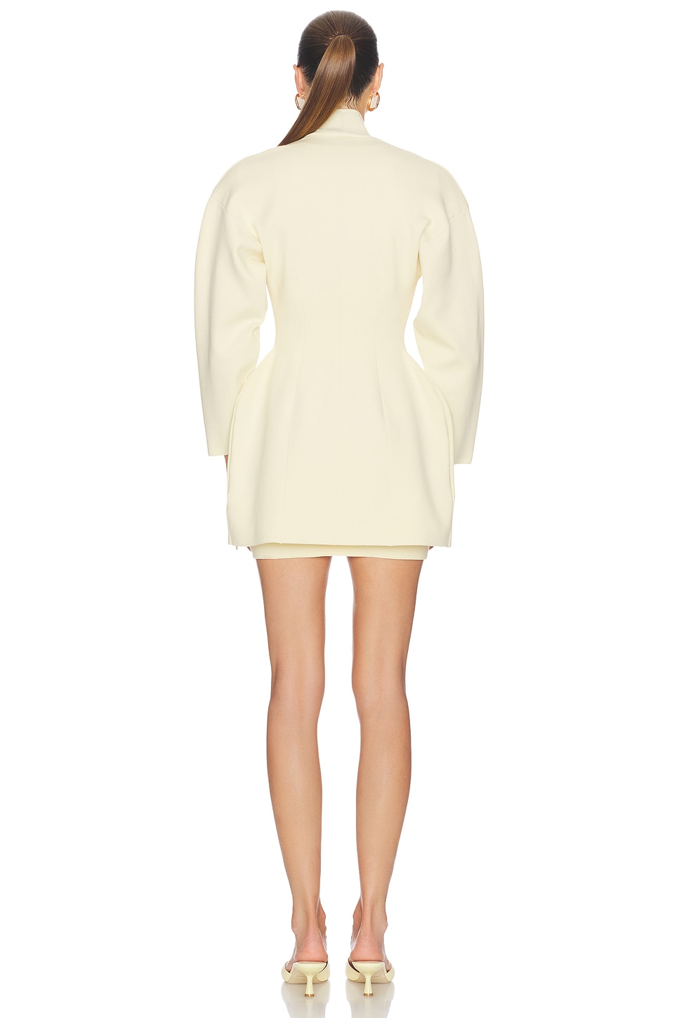 knit blazer dress Ecru Tailored Cocoon Sleeve Button Through Mini Blazer Dress