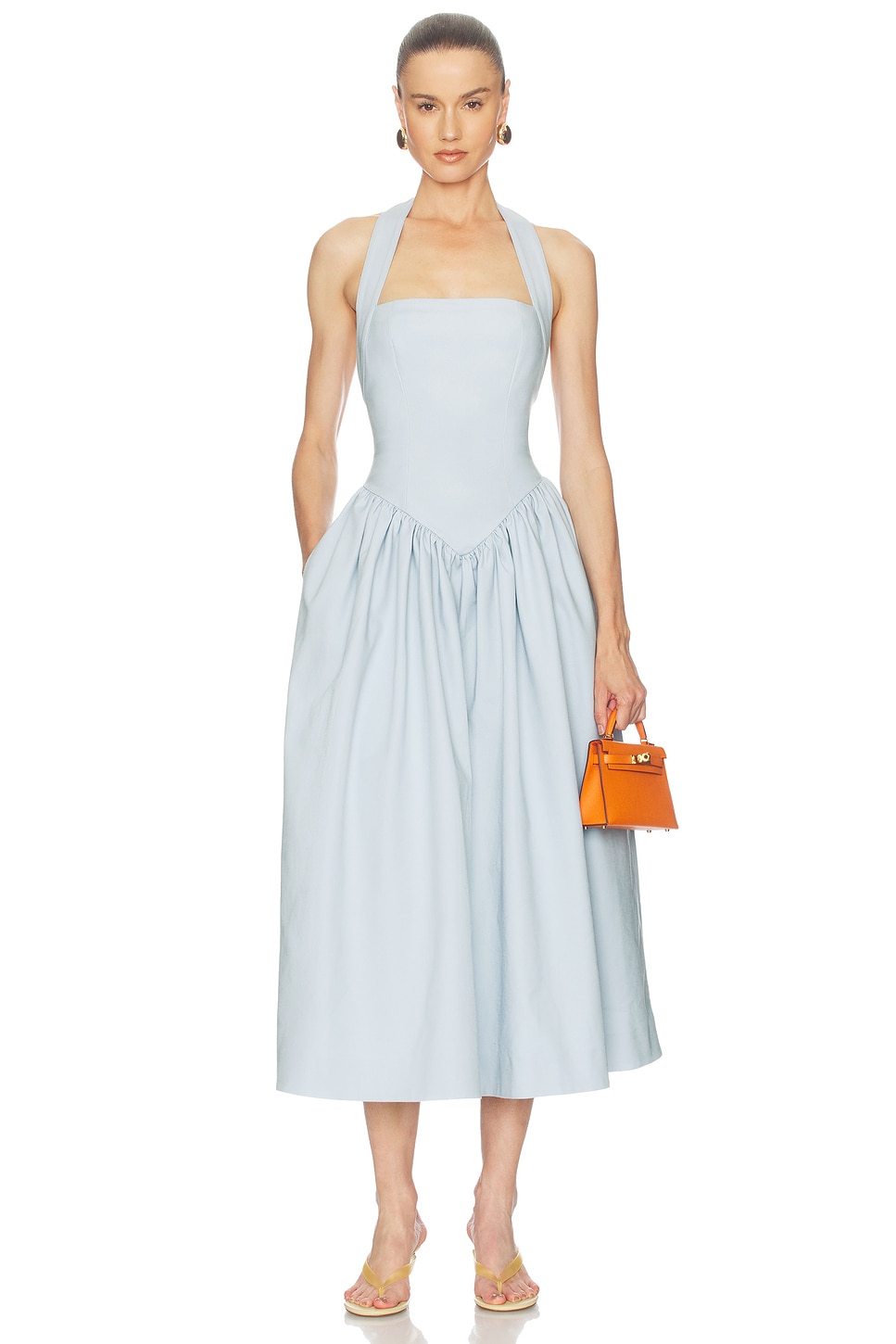 Faille Halter Midi Dress