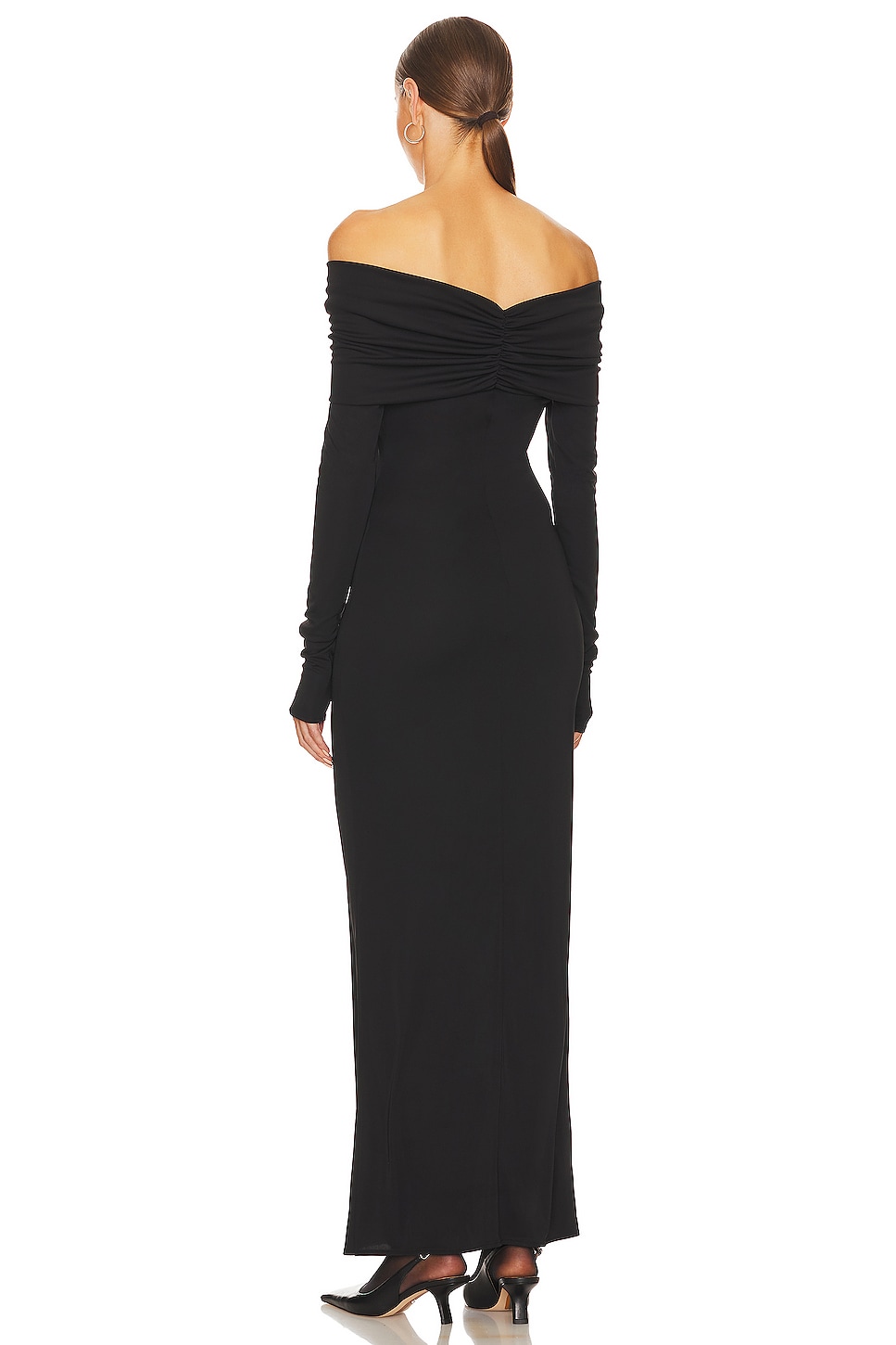 Helsa Matte Jersey Off Shoulder Maxi Dress in Black | REVOLVE