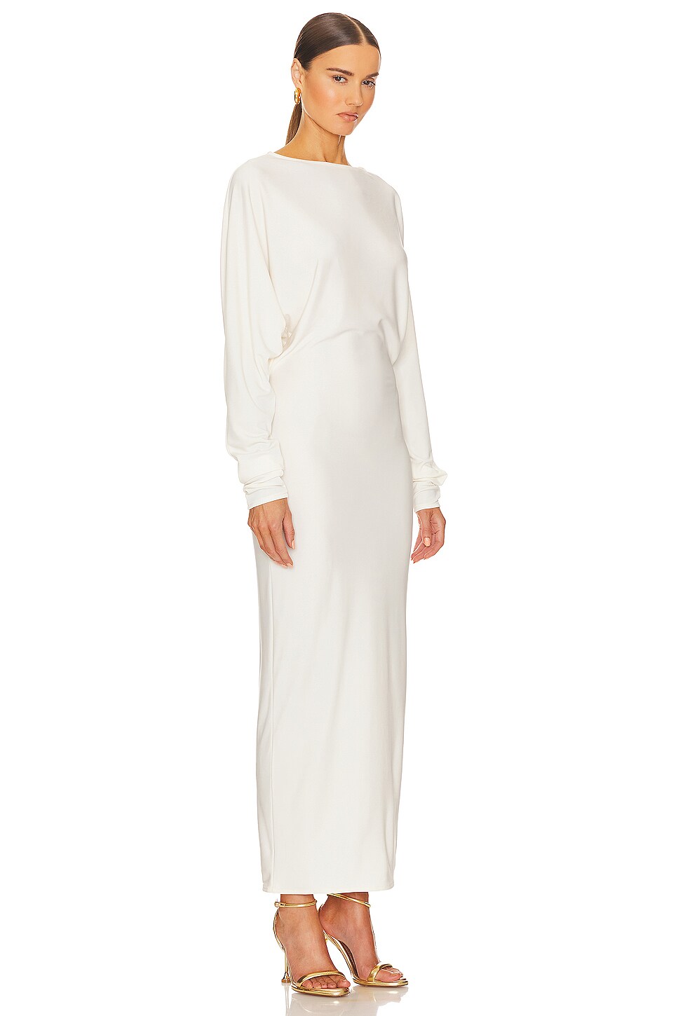 Helsa Matte Jersey Open Back Dress in Ivory