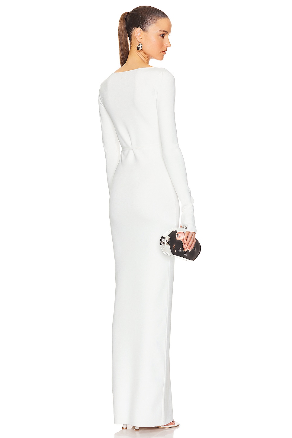 Helsa Niall Deep V Neck Dress in White | REVOLVE