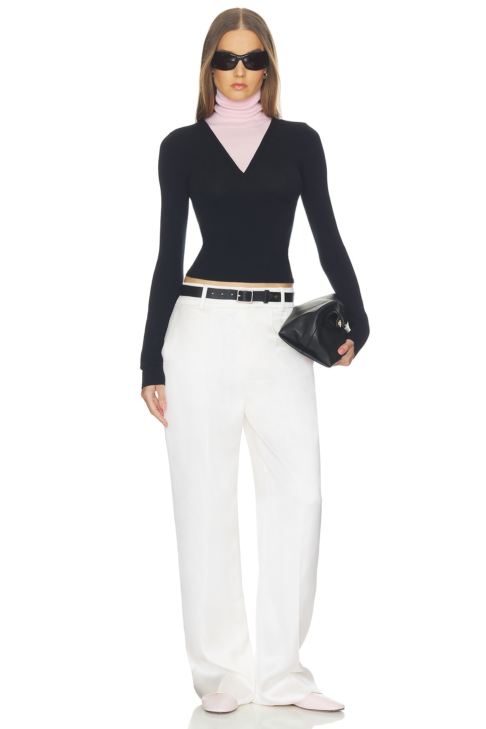 Helsa Wrenn Color Block Knit Turtleneck