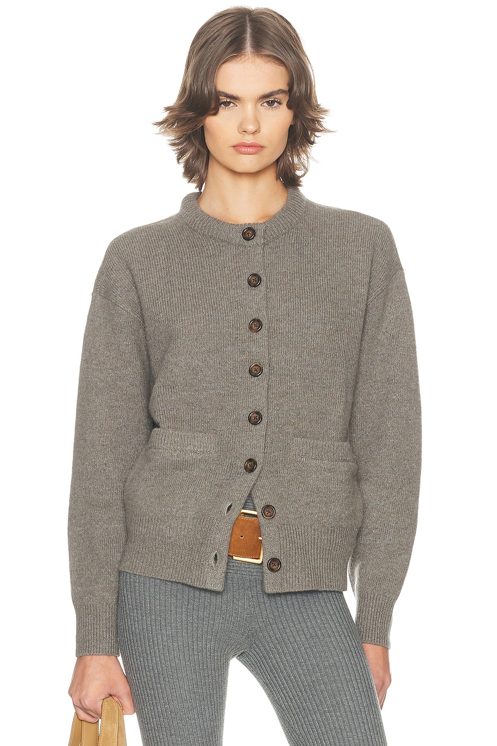 Helsa Denali Cardigan in Dark Marled Taupe | REVOLVE