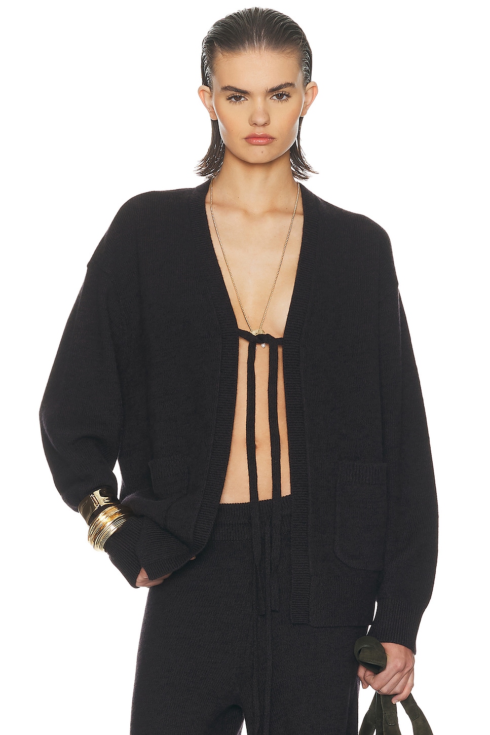 Helsa Paxton Cardigan in Dark Brown | REVOLVE