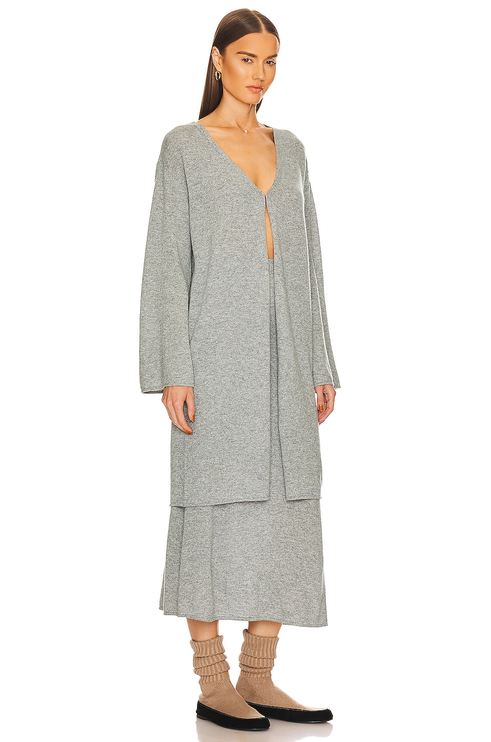 Helsa Einer Cashmere Cardigan in Heather Grey