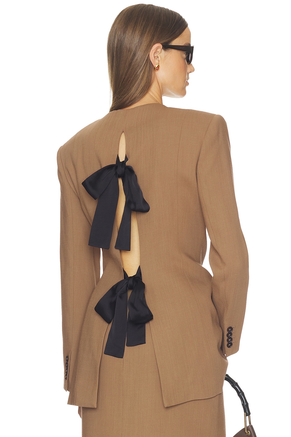 Helsa Wool Blend Suiting Jacket With Bows