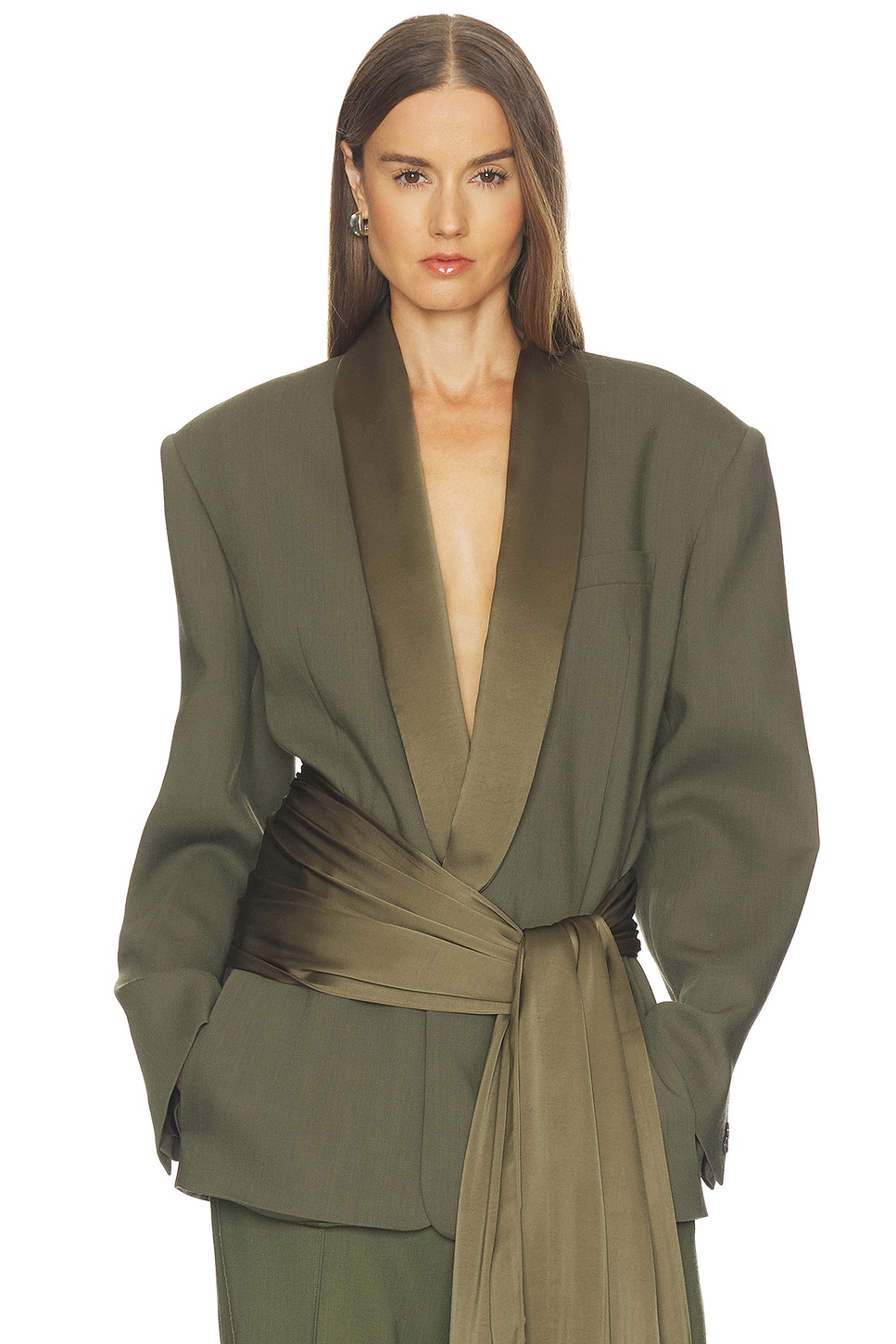 Helsa Wool Blend Longline Suiting Blazer