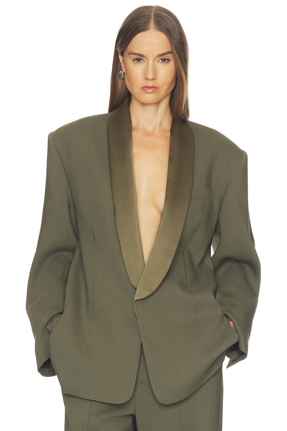 Helsa Wool Blend Longline Suiting Blazer