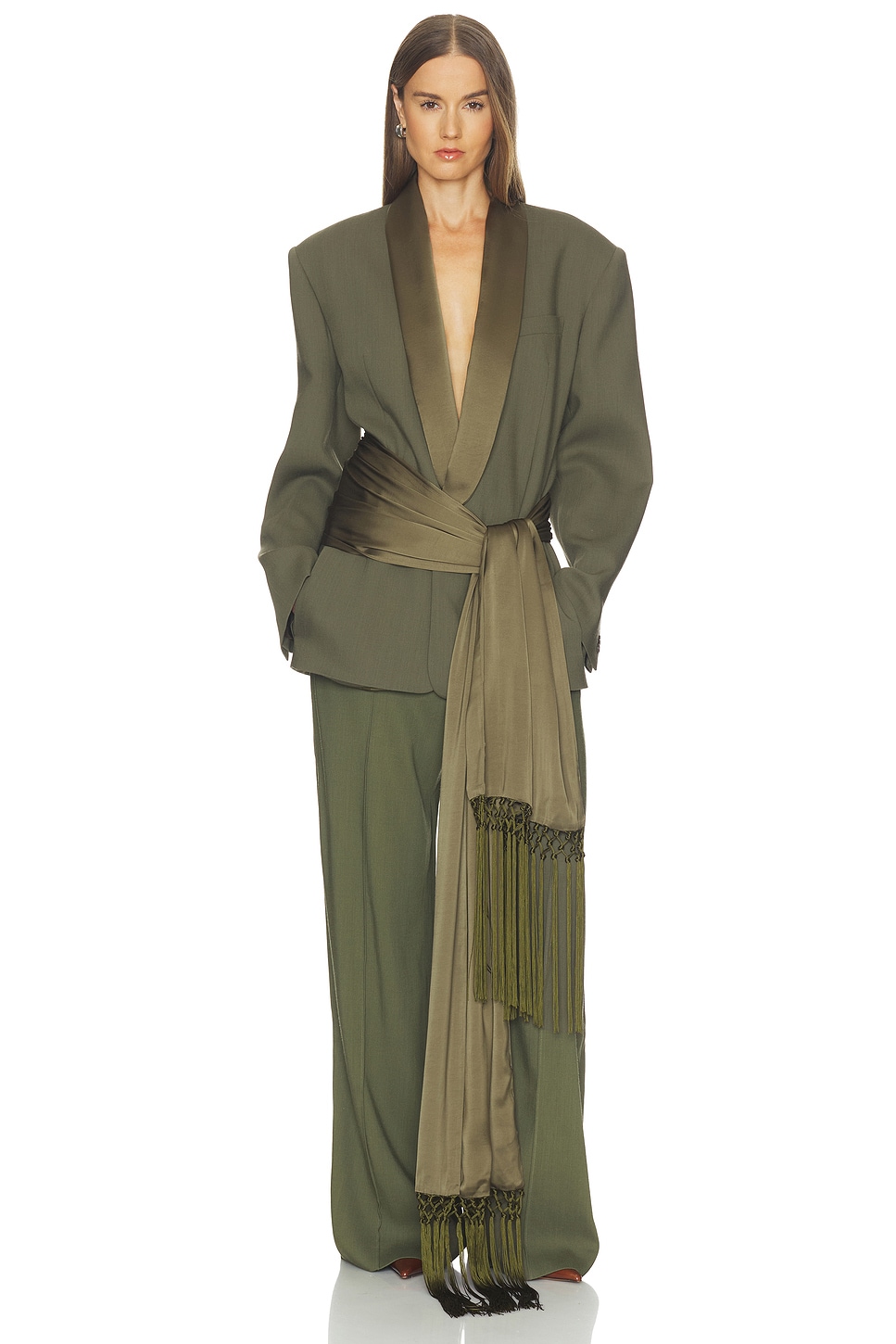 Helsa Wool Blend Longline Suiting Blazer