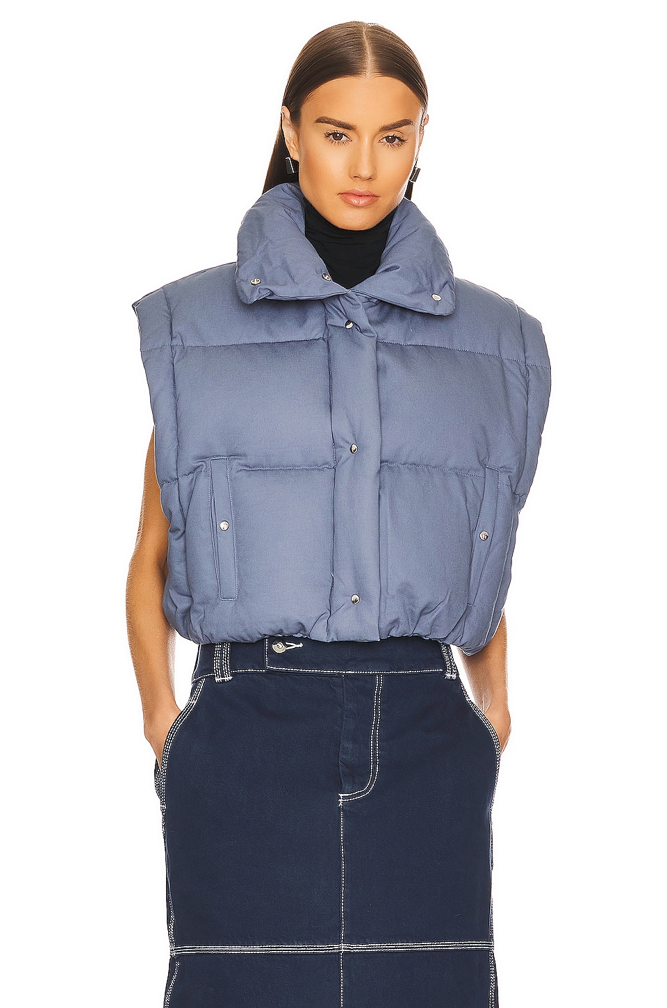 Helsa Chino Cropped Puffer in Blue Grey