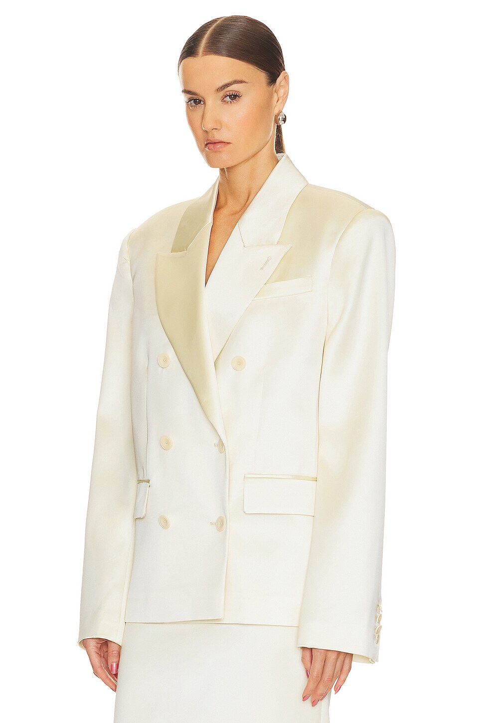 Helsa Heavy Satin Double Breasted Jacket