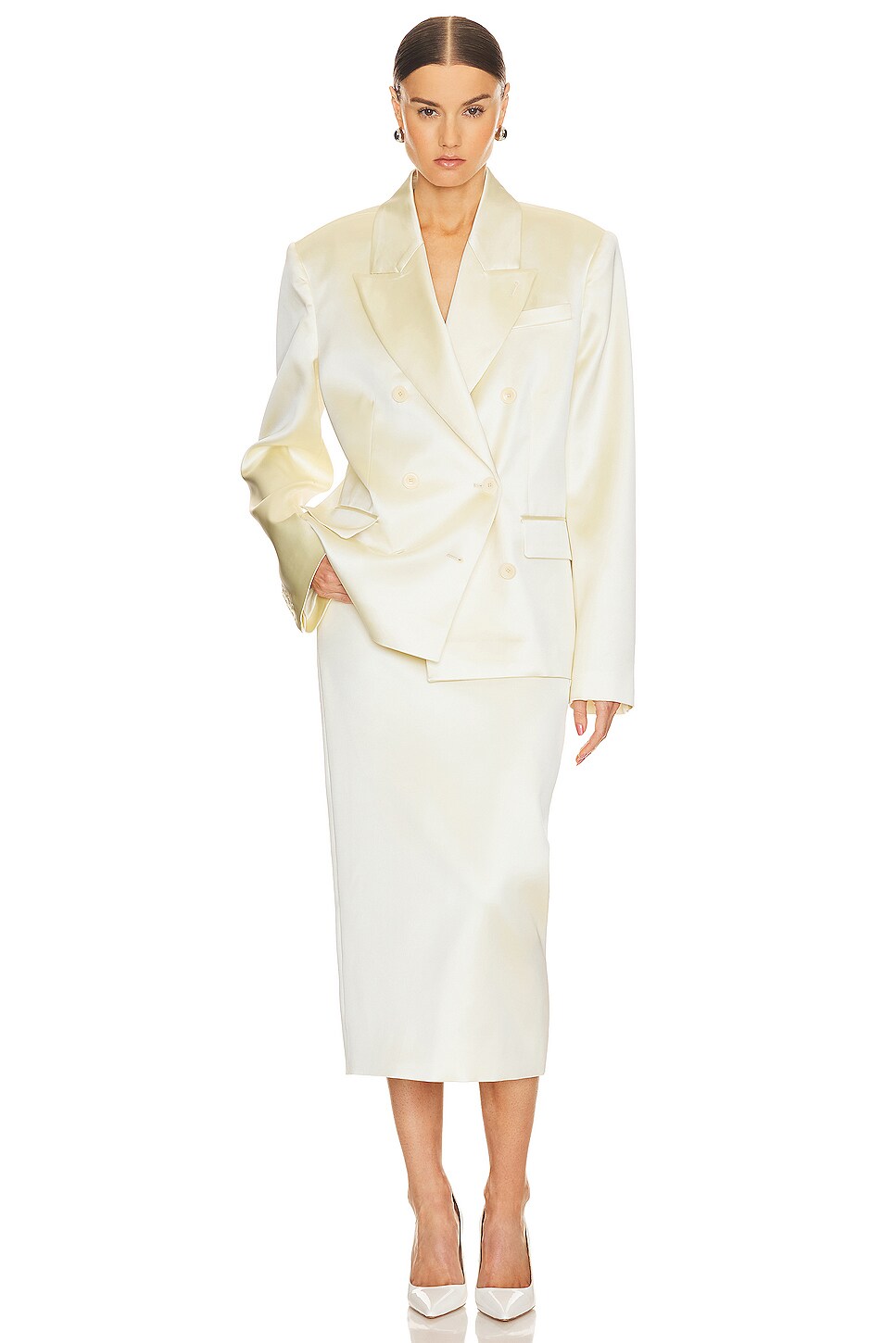 Helsa Heavy Satin Double Breasted Jacket