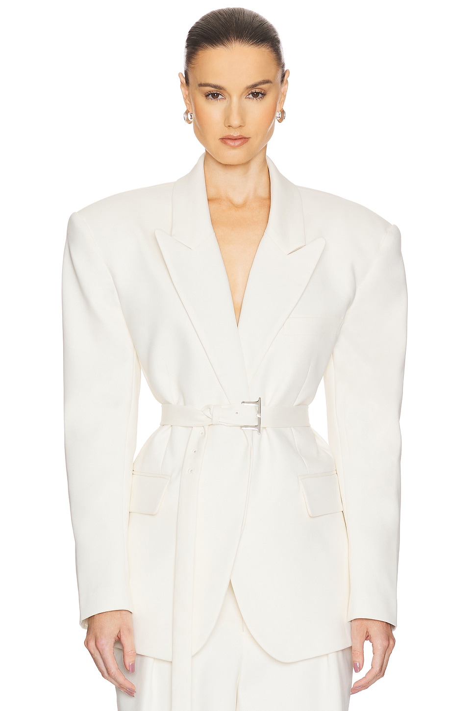 Helsa The Belted Blazer in Cream | REVOLVE