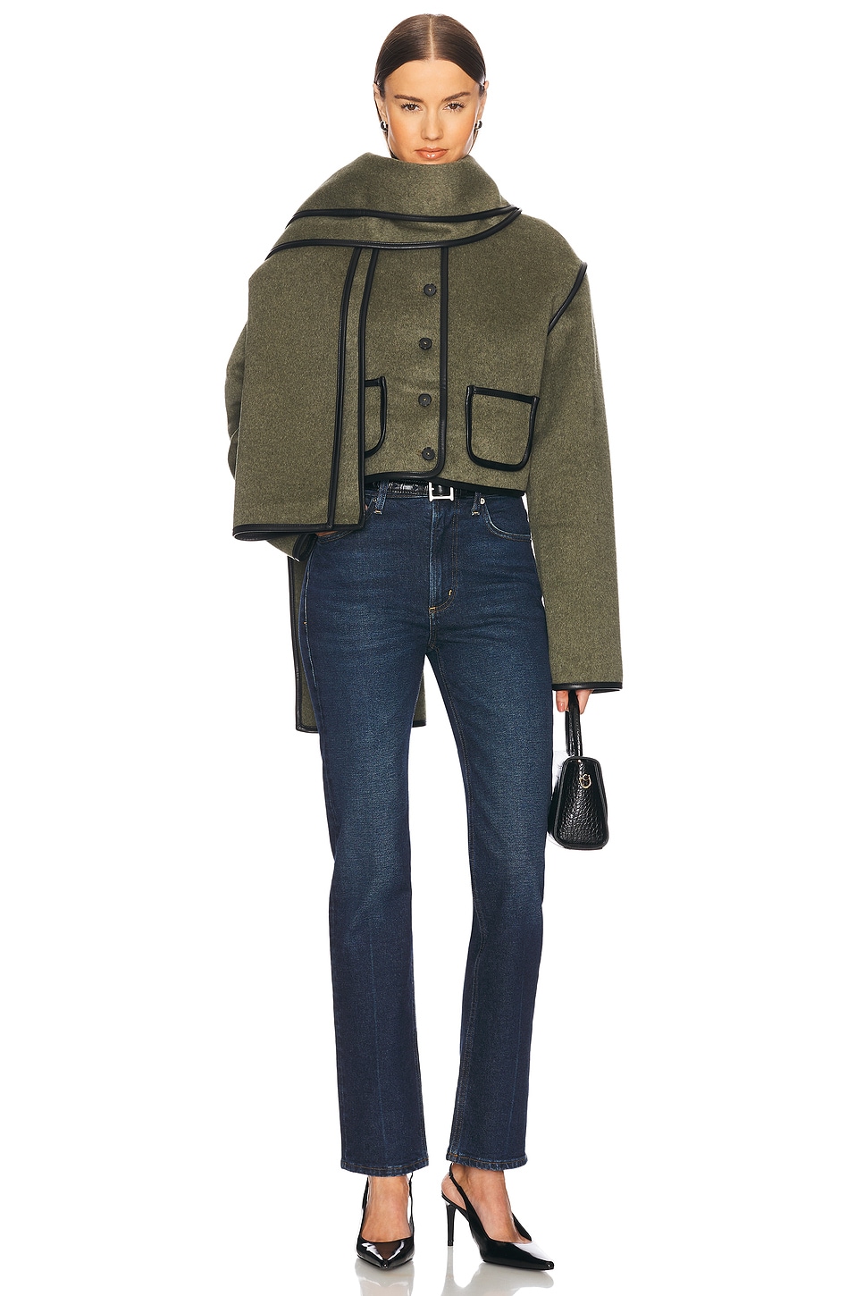 Boxy Jacket With Detachable Scarf