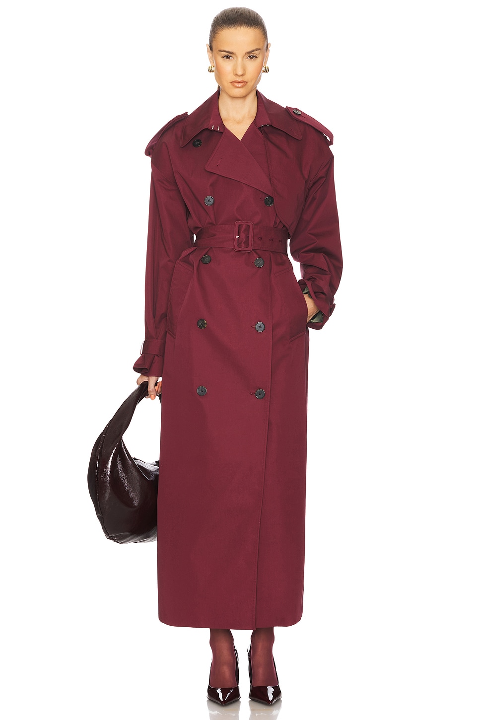 Helsa Classic Oversized Trench in Burgundy REVOLVE
