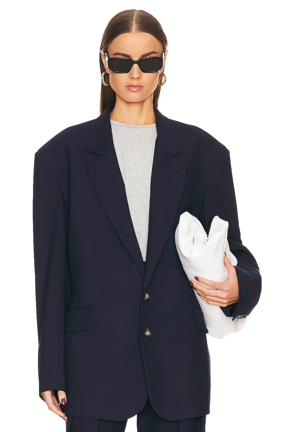 Helsa Oversized Suit Blazer in Navy