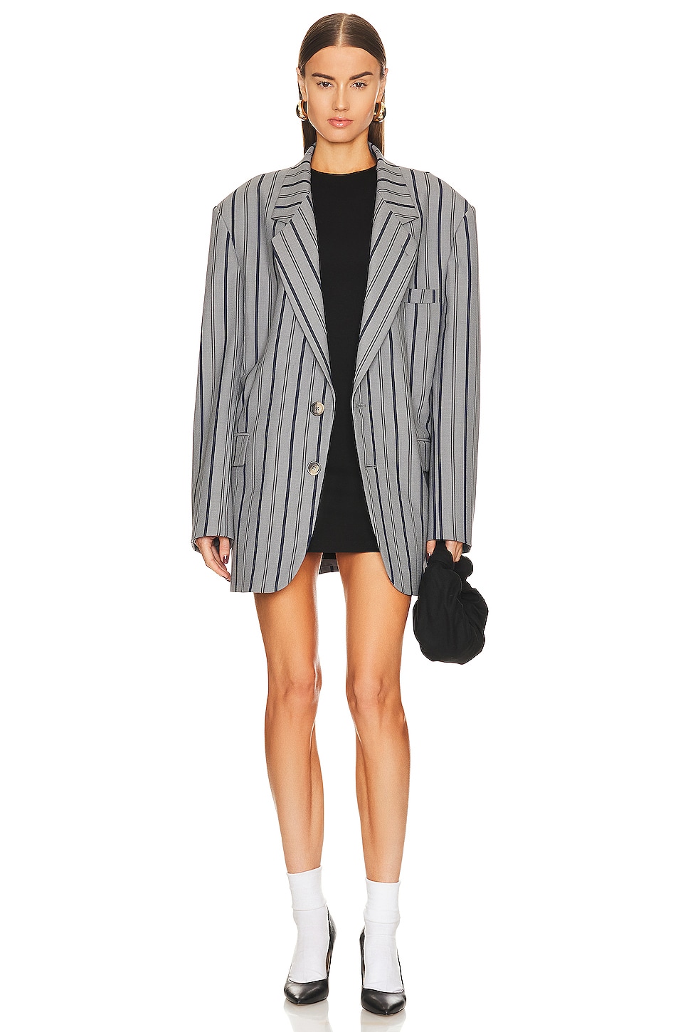 Helsa Oversized Stripe Suit Blazer in Grey Stripe | REVOLVE