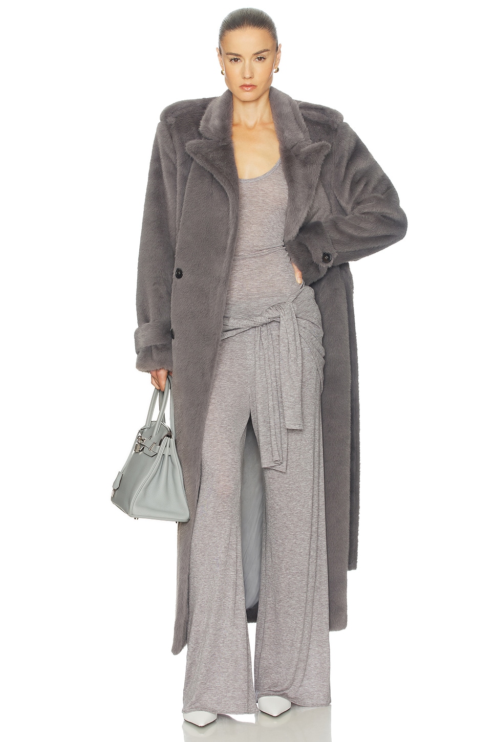 Faux Fur Long Trench