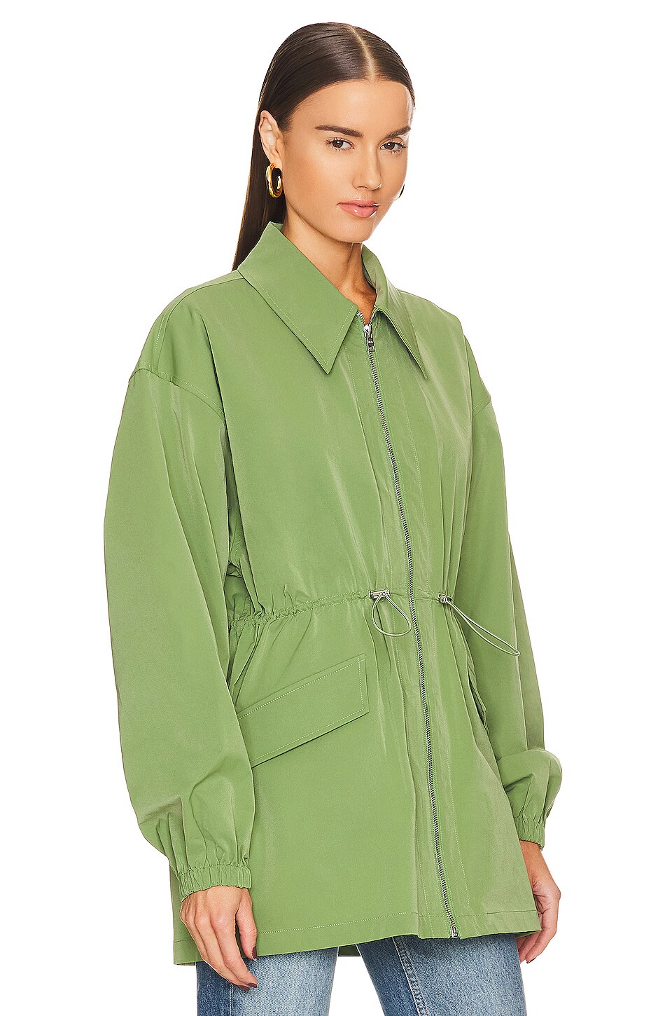 Helsa Tech Gabardine Zip Jacket in Army Green