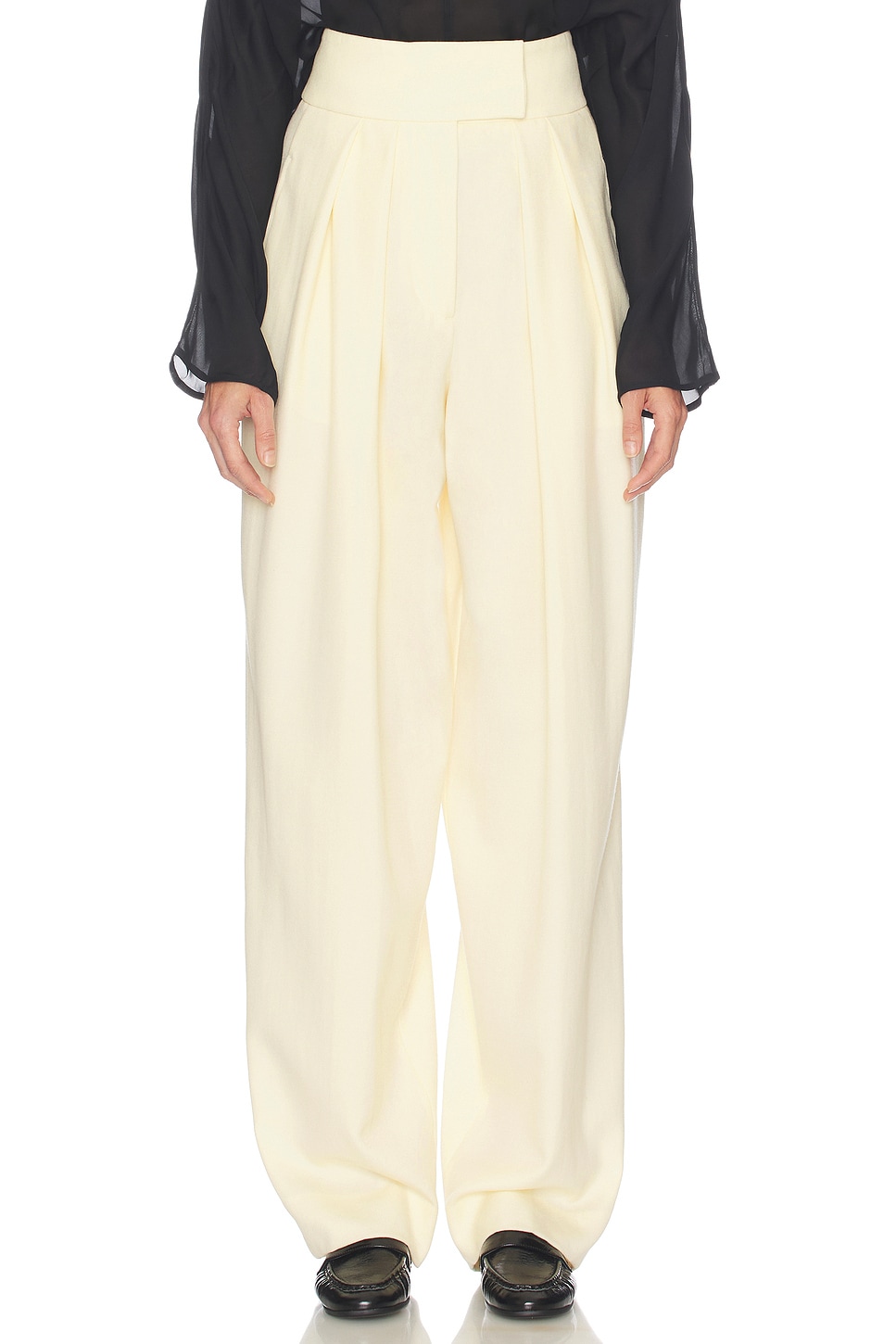 High Waist Pleated Suit Trouser in Wool