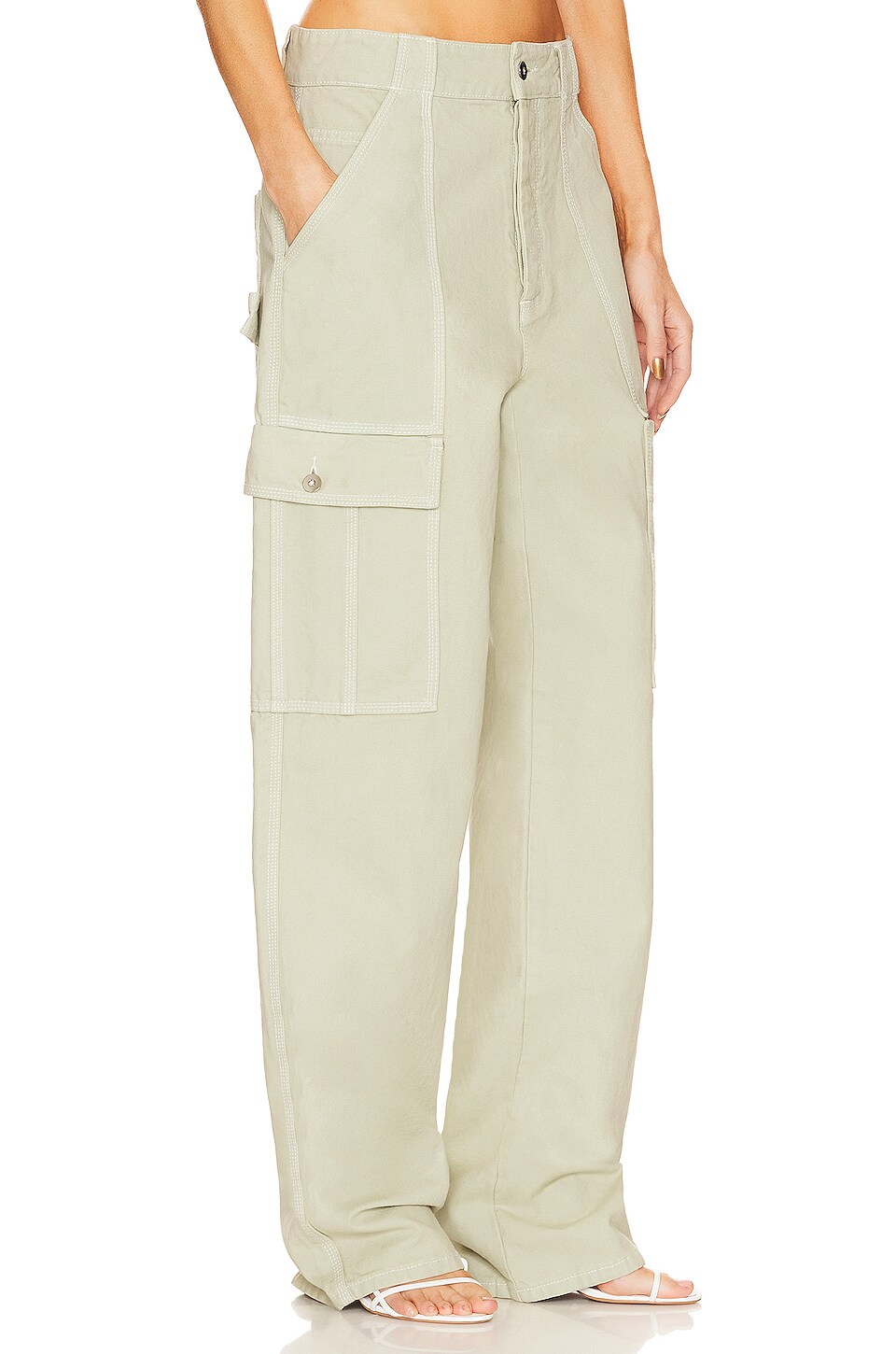 Helsa Wide Cargo Workwear Pants in Sage