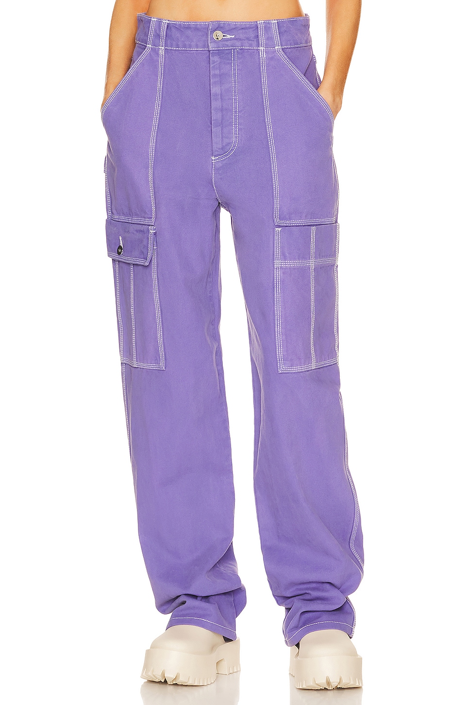 Helsa Wide Cargo Workwear Pants in Purple REVOLVE