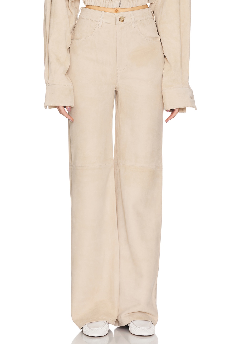 Helsa Suede 5 Pocket Pants in Sandy Beige | REVOLVE