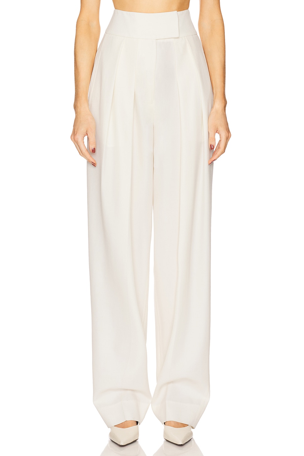 High Waist Pleated Suit Trouser in Wool