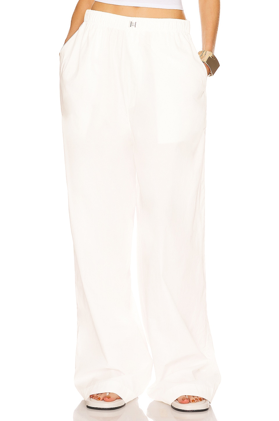 Helsa Cotton Poplin Pajama Pant in White
