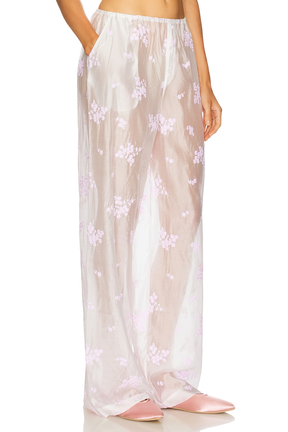 Helsa House Pants in Cherry Blossom Embroidery