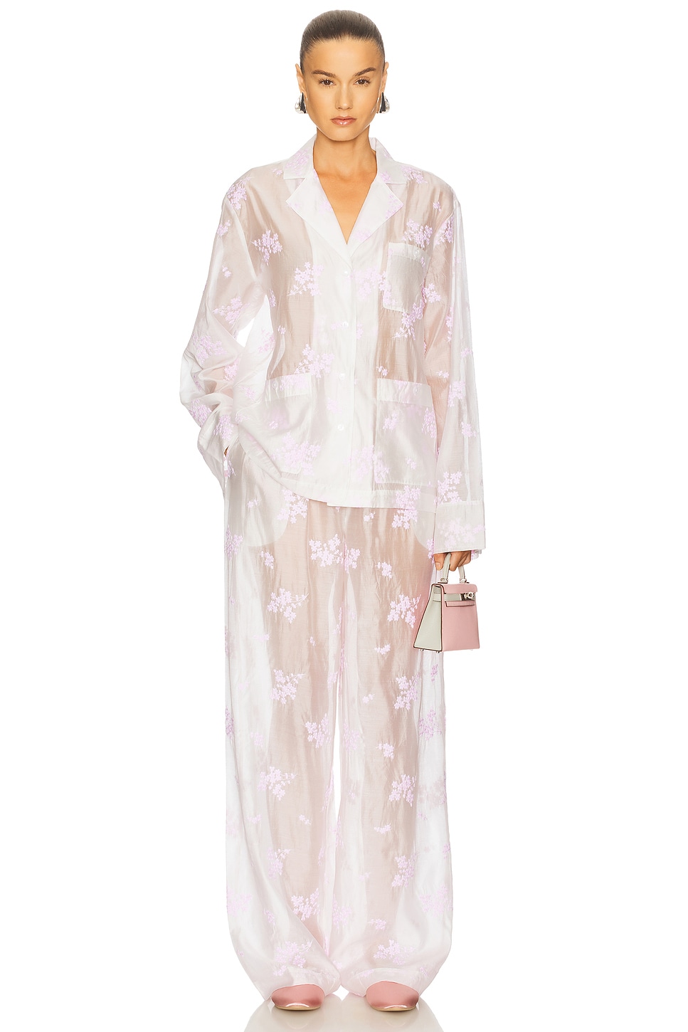 Helsa House Pants in Cherry Blossom Embroidery