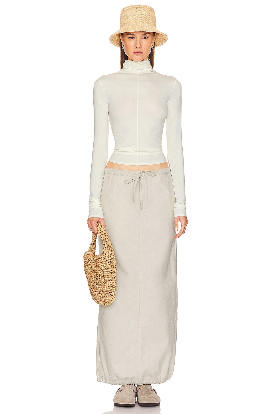 Helsa - Workwear Drawcord Maxi Skirt | Plush