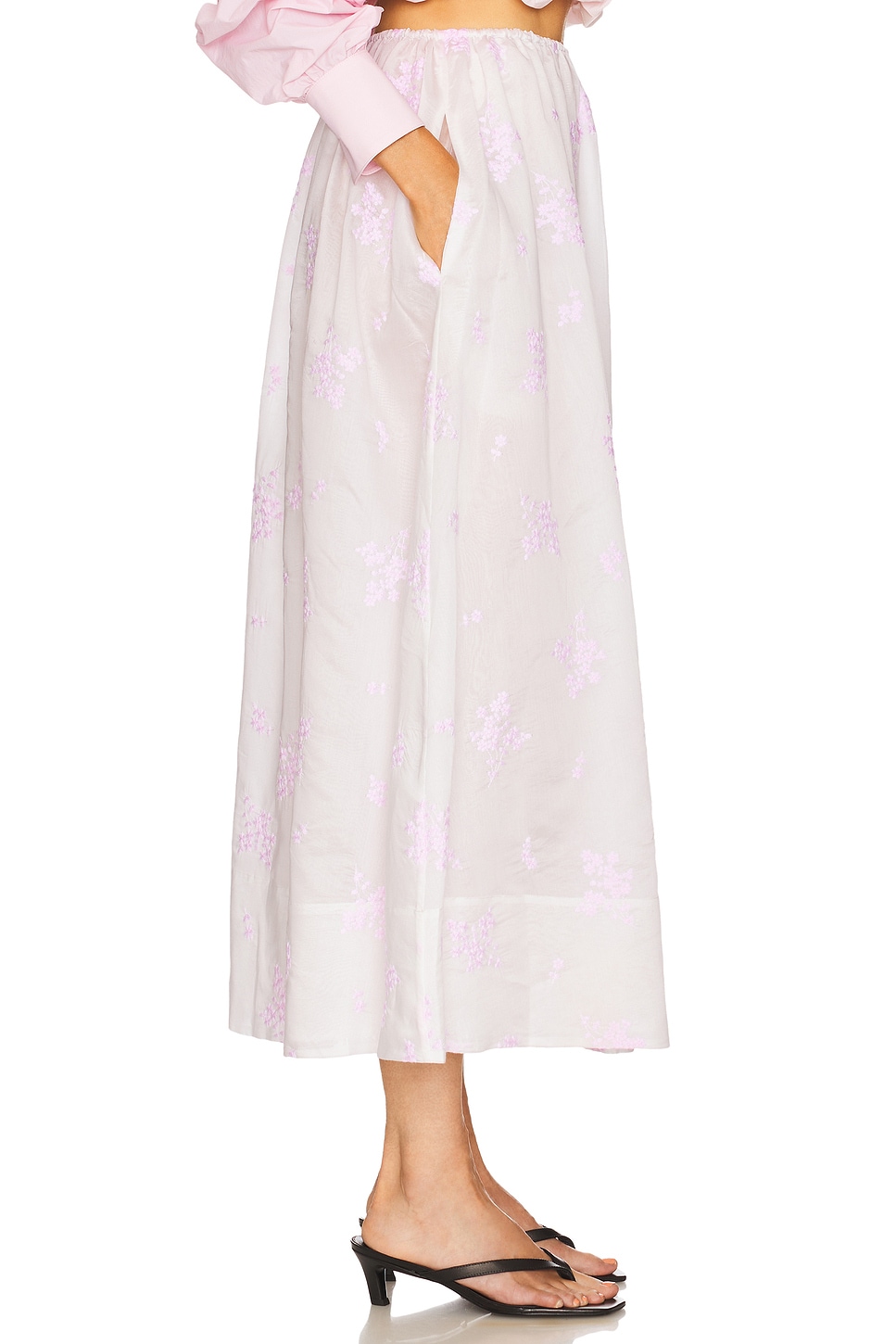 Midday Skirt in Cherry Blossom Embroidery