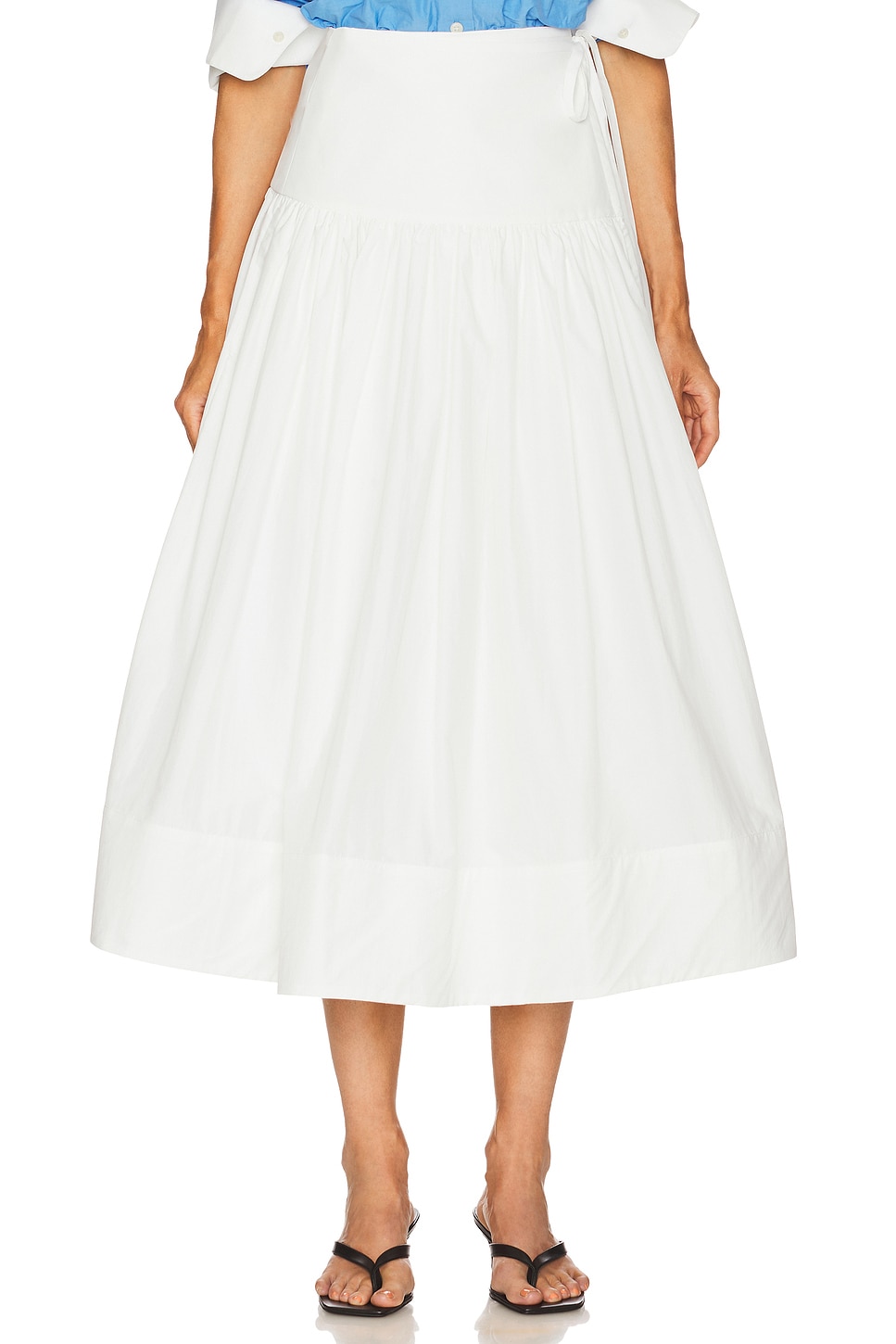 Midi Wrap Skirt in Tech Poplin