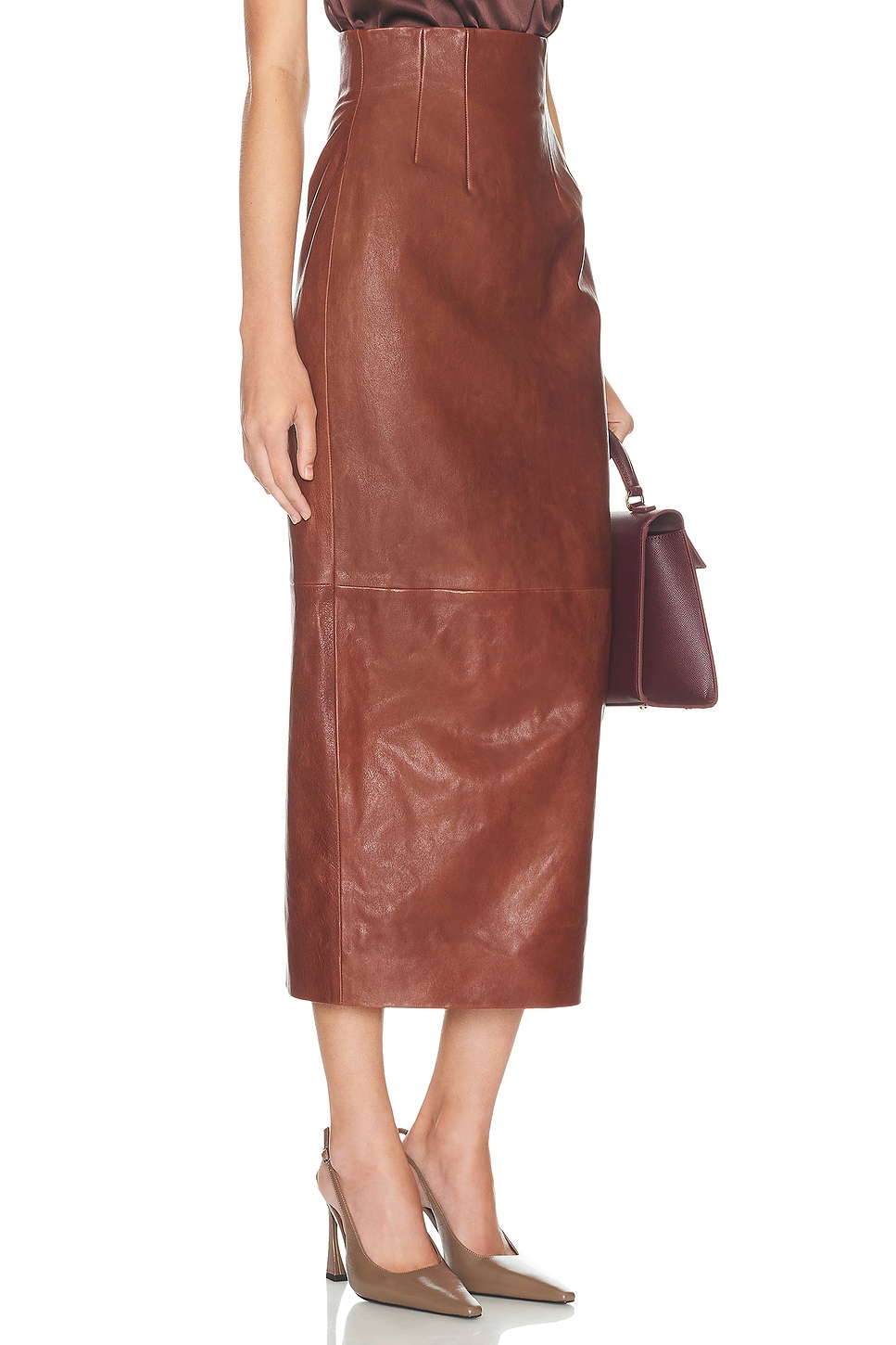 The Svelte Leather Midi Skirt