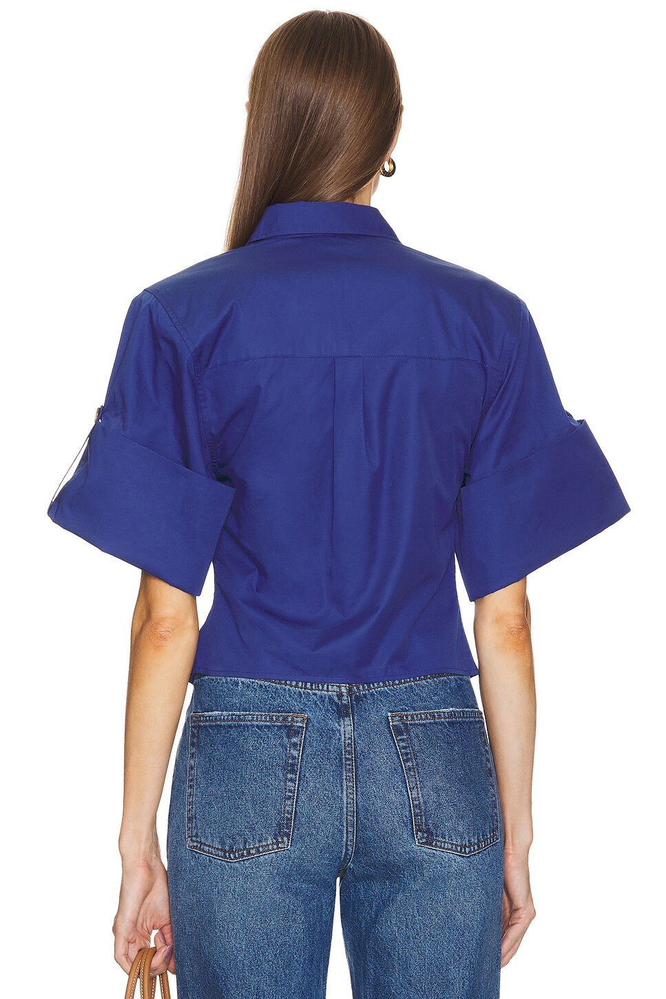 Helsa Bold Shoulder Shirt in Workman Blue REVOLVE