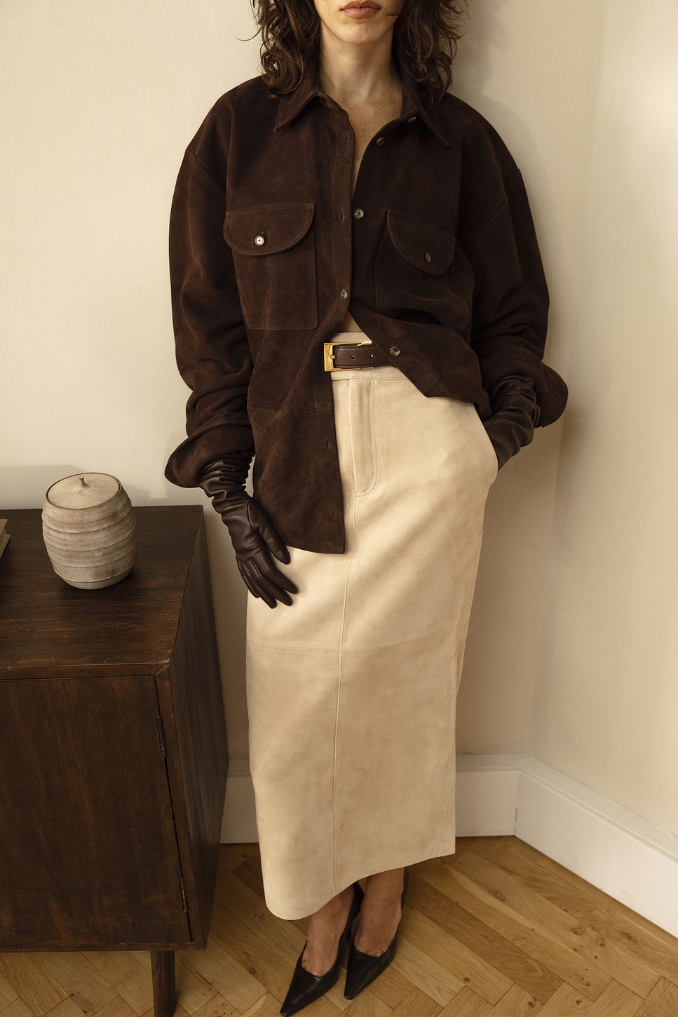 Helsa Suede Overshirt in Chocolate Brown | REVOLVE