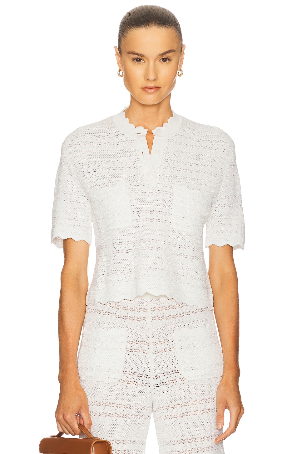 Helsa Kaitltn Scalloped Top in Ivory | REVOLVE