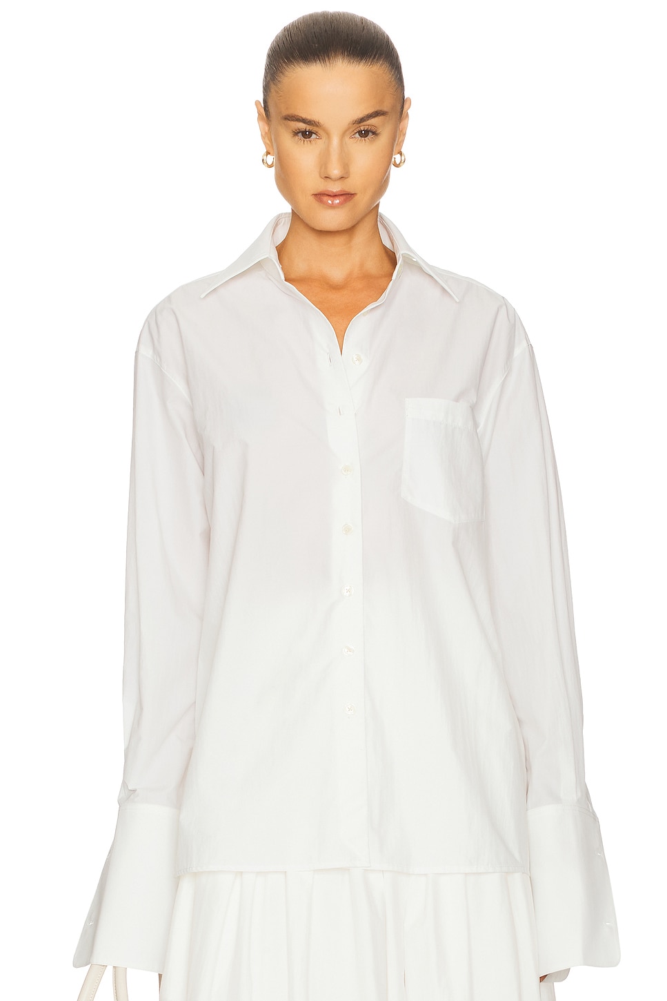 Helsa Classic Oversized Shirt in Tech Poplin in White | REVOLVE