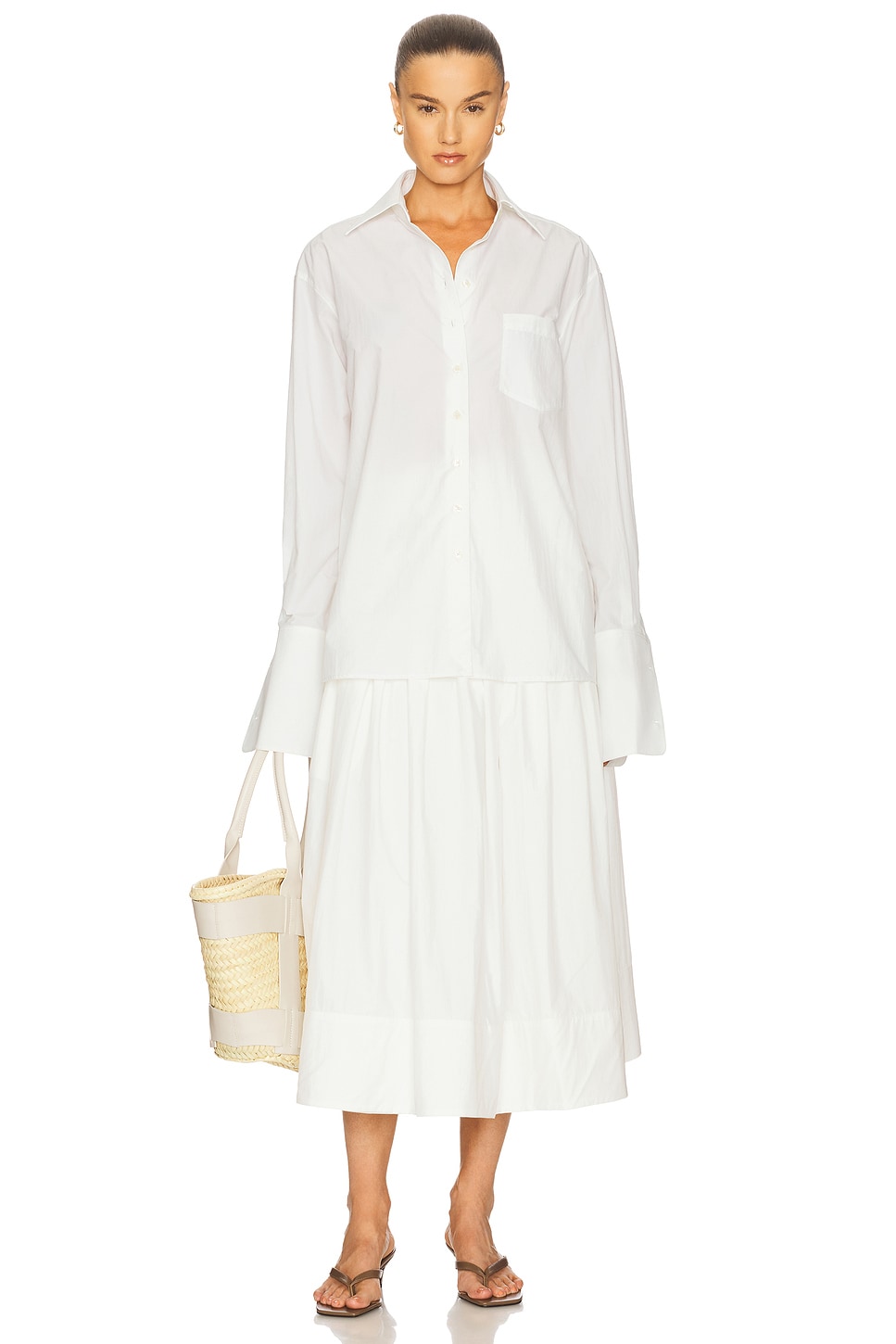 Helsa Classic Oversized Shirt in Tech Poplin in White | REVOLVE